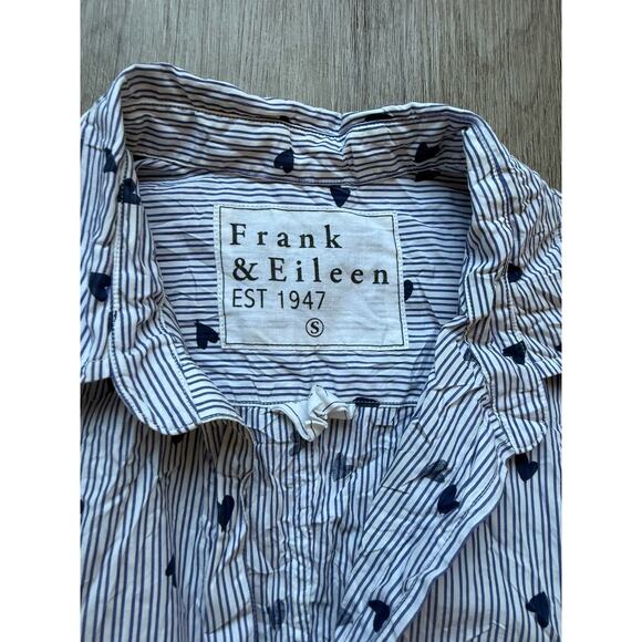 Frank and Eileen Modal Heart Print Stripes Shirt, Button Up, Women's size small - Picture 4 of 8